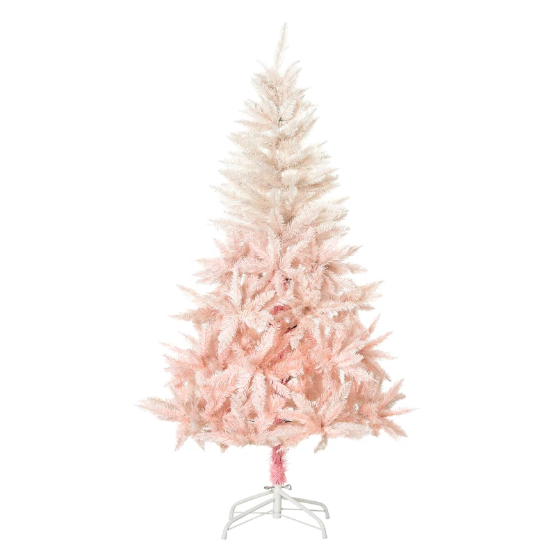 HOMCOM 5FT Pink Artificial Christmas Tree Holiday Home Decoration Ornament w/ Metal Stand Fully Pretty Home Office Joy