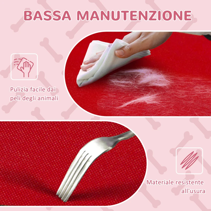 PawHut Lettino per Cani 50kg max Rialzato con Borsa da Viaggio, in Metallo e Tessuto Oxford, 122x92x23 cm, Rosso