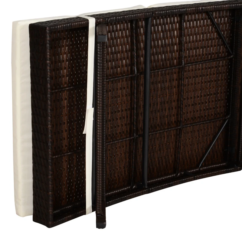 Outsunny Lettino a Sdraio da Giardino in Rattan Arredo Esterno Prendisole Regolabile con Cuscino Caffè Scuro 200 x 71 x 89cm