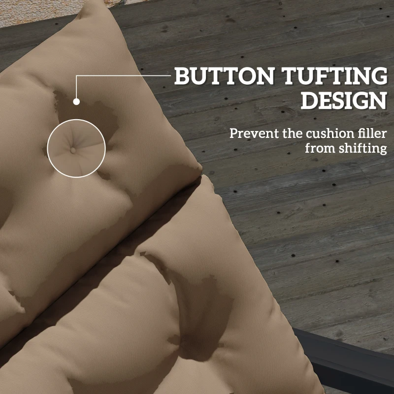 Outsunny Sun Lounger Cushions Only, 190x56x10cm Garden Lounge Chair Cushions, UPF20+ 220gsm Fabric, Thick Sunbed Replacement Pads with 6 Ties, Khaki