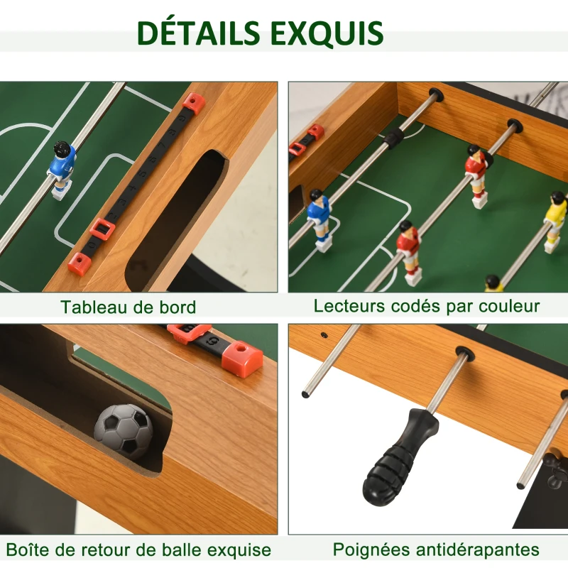 HOMCOM Baby-foot table de Babyfoot pliable dim. 98L x 42l x 62H cm 2 balles fournies MDF imitation bois et noir
