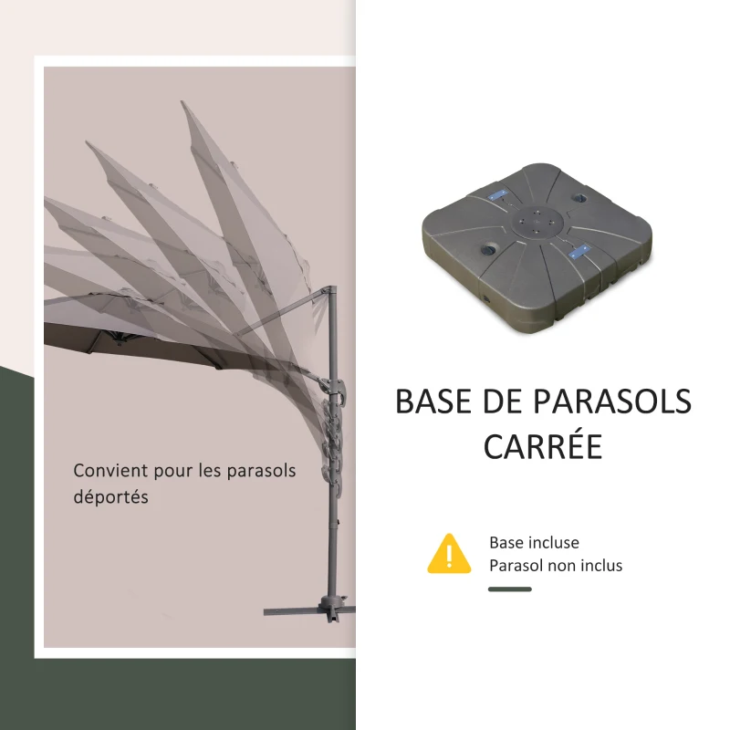 Outsunny Pied de parasol déporté base de lestage parasol déporté dim. 88L x 88l x 19H cm HDPE café