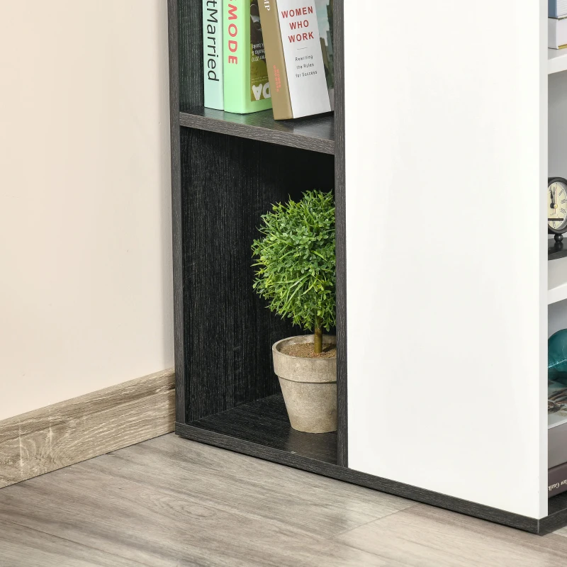 HOMCOM Computer Desk with 3-Tier Storage Shelves Writing Desk with Two Side Compartments for Home Office, Study, 115 x 55 x 75 cm, Grey