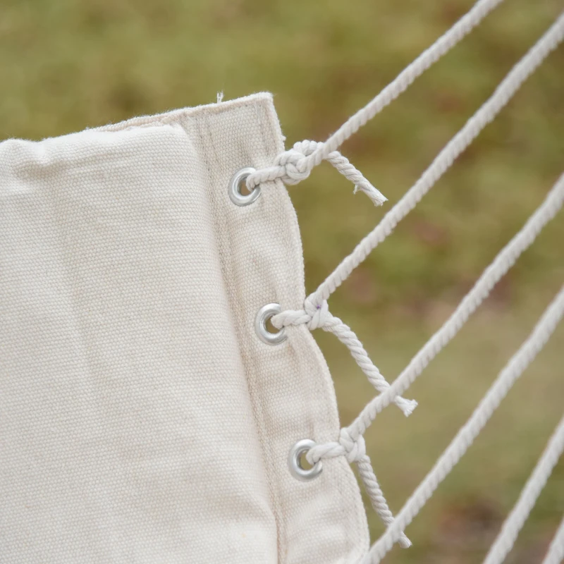 Outsunny Sedia Sospesa a Dondolo da Interno ed Esterno in Tessuto con Nappe, 90x50 cm, Crema