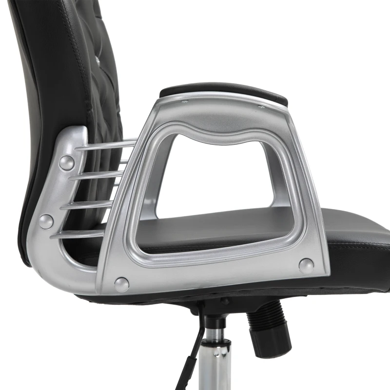 HOMCOM Fauteuil de bureau chaise de bureau ergonomique réglable roulettes pivotantes boutons strass revêtement synthétique PU 59,5L x 60,5l x 95-105H cm noir