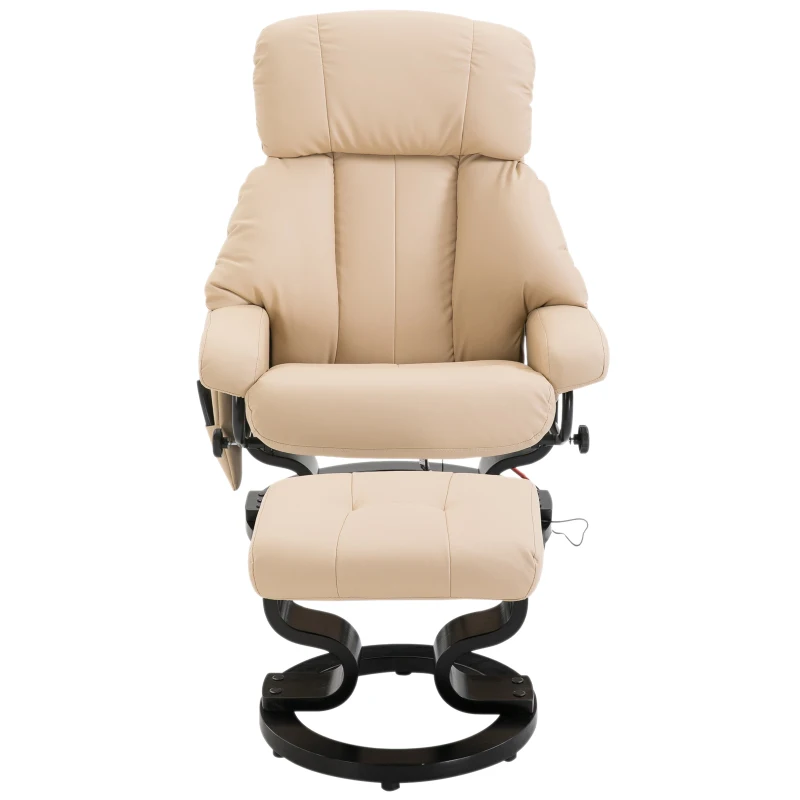 Homcom Fauteuil de Massage avec Repose-Pied Crème 76 x 80 x 102 cm
