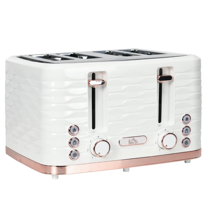 HOMCOM Four-Slice Rippled Toaster - White