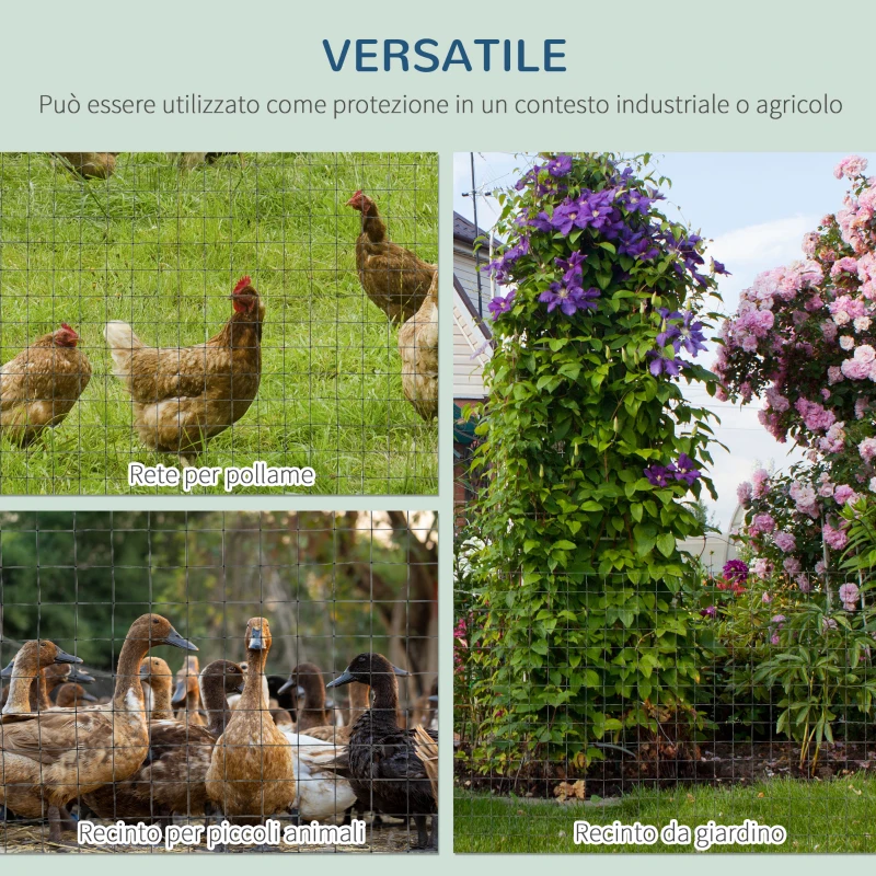 PawHut Rete Metallica da Giardino con Rivestimento in PVC per Recinzioni da Esterno, 500x91cm, Verde