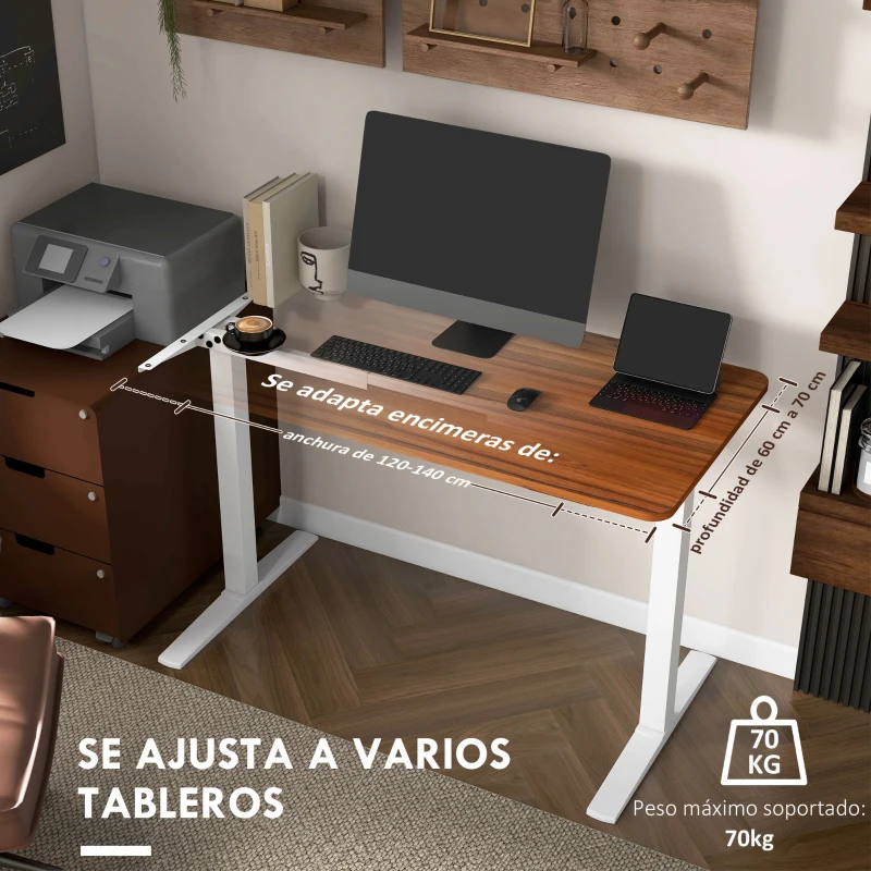 Vinsetto Marco de Escritorio de Pie Eléctrico de Altura Ajustable con Función de Memoria 110x60x71-116 cm Blanco