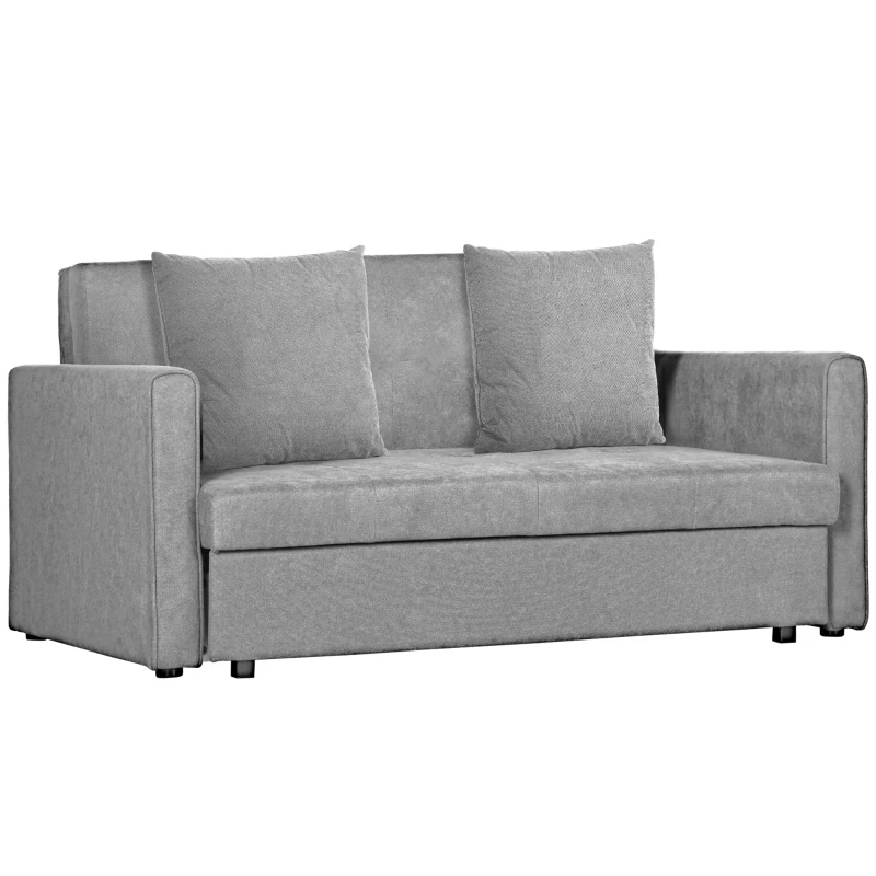 HOMCOM Snow Flannel Two-Seater Sofa Bed, with Storage - Grey