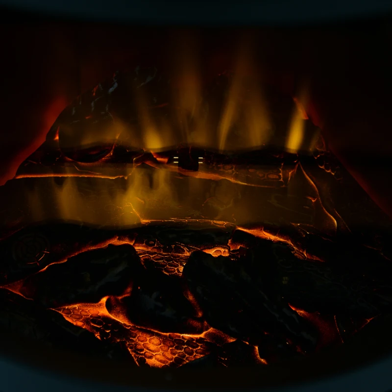HOMCOM Camino Elettrico da Terra 900W/2000W con Effetto Fiamma, Caminetto Elettrico con Temperatura Regolabile e Protezione da Surriscaldamento, 41x41x64.5cm, Nero
