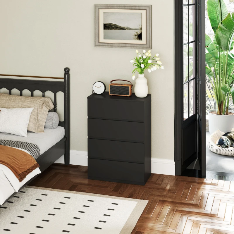 HOMCOM Chest of Drawers, 4-Drawer Storage Cabinets, Modern Dresser, Storage Drawer Unit for Bedroom