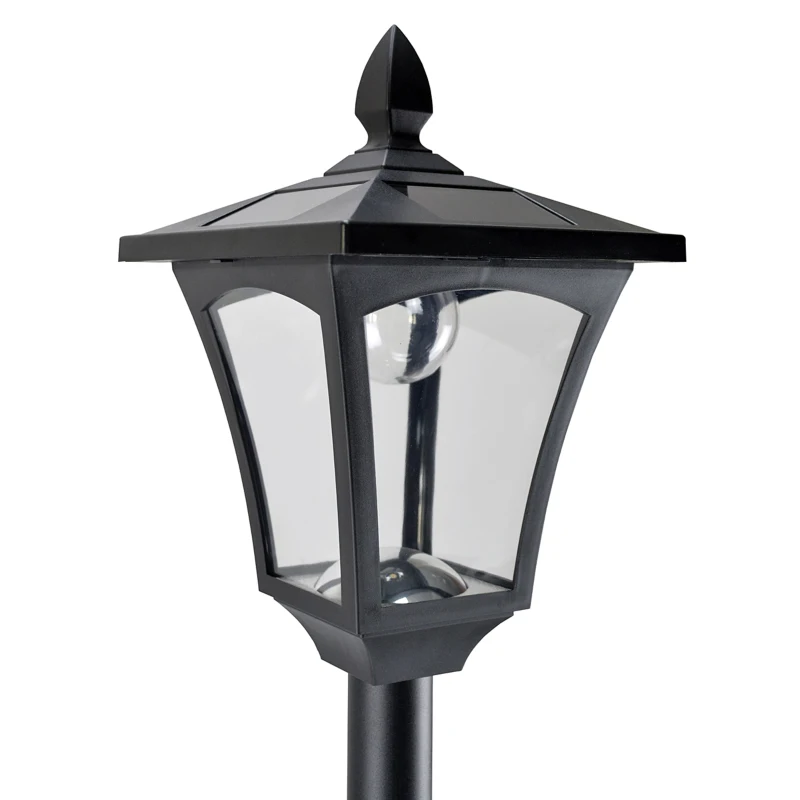 Outsunny 2 Pieces Outdoor Garden Solar Post Lamp Sensor Dimmable LED Lantern Bollard Pathway 1.6M Tall – Black