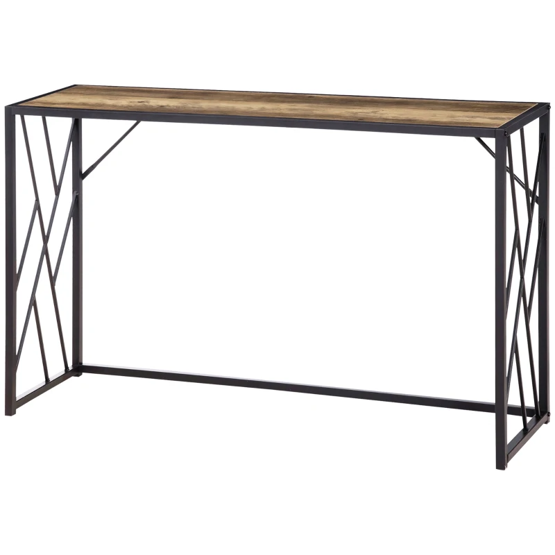 HOMCOM Tavolo Consolle da Ingresso in Stile Industriale, Mobile Vintage in Acciaio e Legno, 120x35x75cm, Marrone