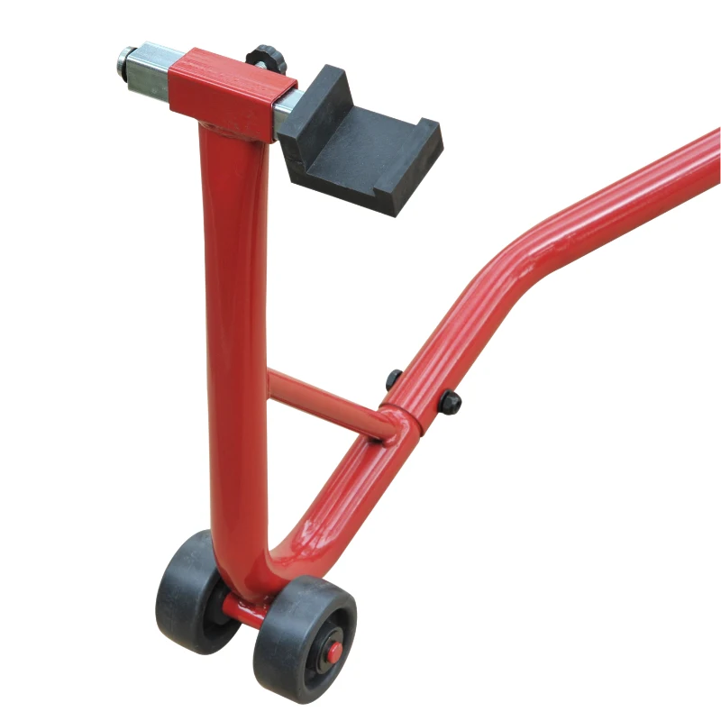 HOMCOM Support béquille de moto arrière support de roue lève moto arrière sur roulettes avec adaptateurs caoutchouc rouge et noir