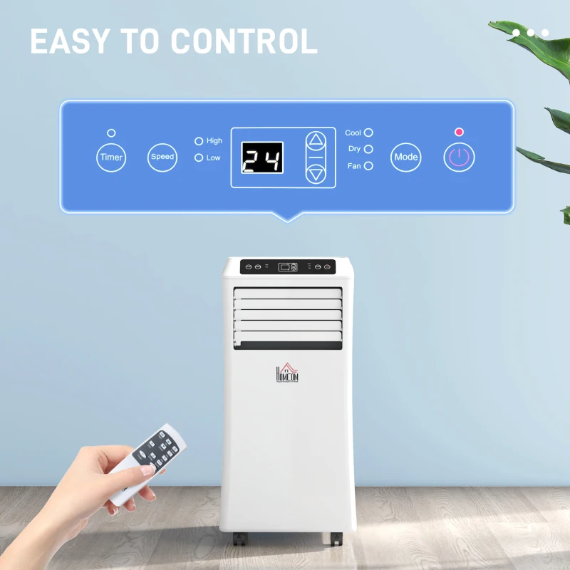 HOMCOM 557W Mobile ABS Plastic Air Conditioner w/ Remote Control White