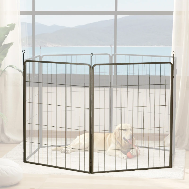 PawHut 2-delige set uitbreiding voor puppyren, hondenrenpanelen, speeltuin voor huisdieren, puppyren van staal, Zwart