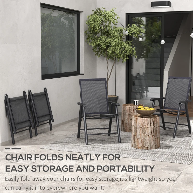 Outsunny Set of Four Folding Garden Chairs - Black