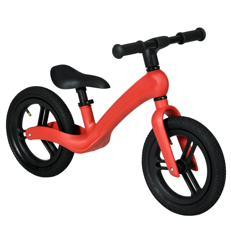AIYAPLAY 12" Balance Bike, Lightweight No-Pedal Training Bike for Children with Adjustable Seat, Rubber Wheels - Red