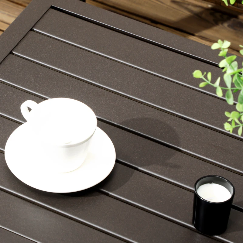 Outsunny Table basse rectangulaire table de salon plateau à lattes pieds réglables pour intérieur/extérieur marron