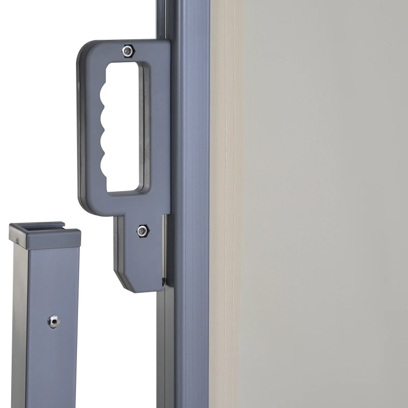 Outsunny 600 x 180 cm (HxL) Retractable Awning Double Canopy Side Privacy Protection Sun Shade Side Blind w/ Steel Frame Versatile Use In Garden Patio - Beige