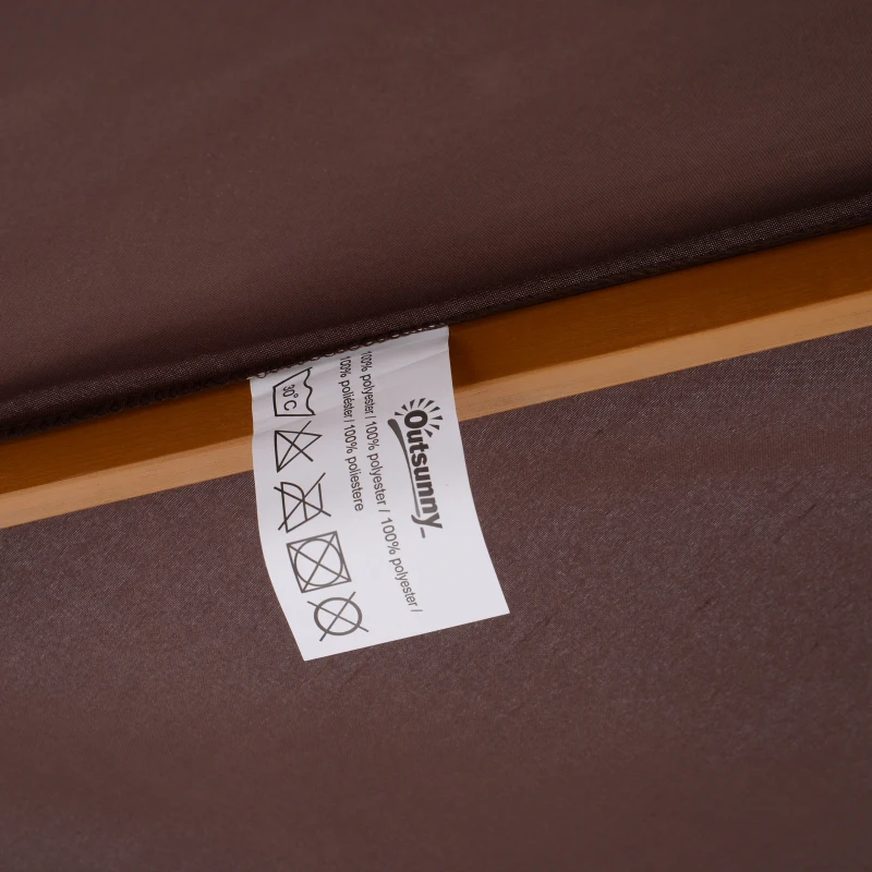 Outsunny Ombrellone da Giardino 2.5x2.3 m a 6 Stecche con Manovella, in Legno e Poliestere, Marrone