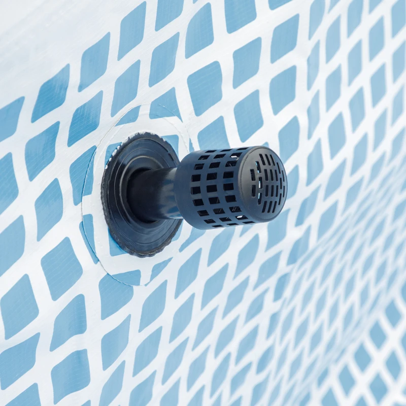 Outsunny Piscina Desmontable Tubular 340x215x80 cm Piscina Rectangular de Exterior con Depuradora de Cartucho 4.000 L/H Mangueras Longitud 100 cm y Marco de Acero 4200 L Azul