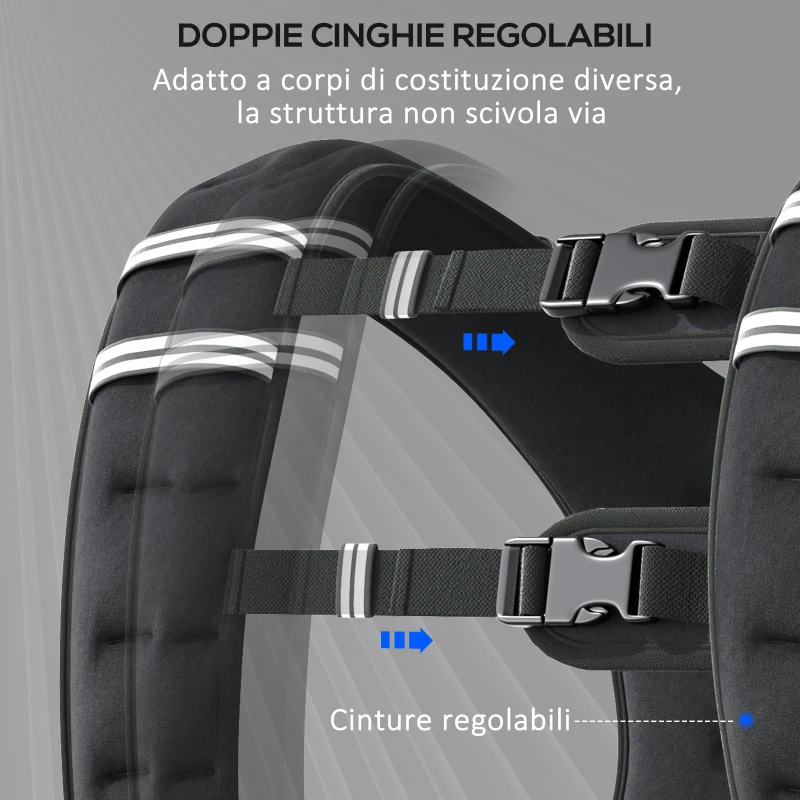 HOMCOM Giubbotto Zavorrato 8kg Traspirante con Tasca Portaoggetti e Spallacci, in tessuto Oxford, 40x35 cm, Nero