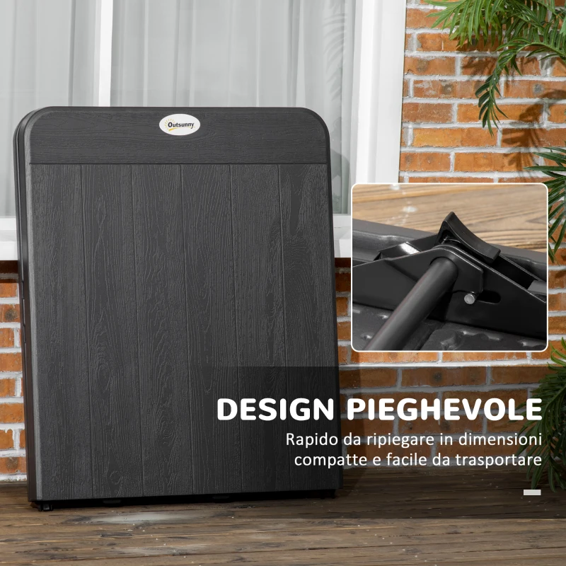 Outsunny Tavolo da Giardino Pieghevole per 6 Persone in Acciaio e HDPE, 180x75.5x73cm, Grigio Scuro