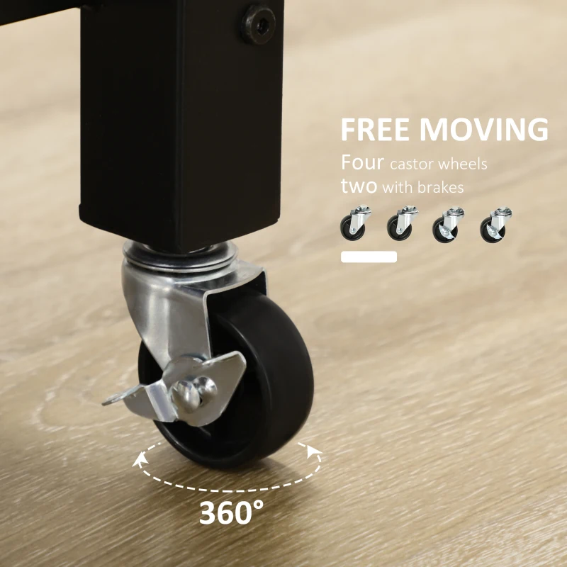 HOMCOM Kitchen Trolley Utility Cart on Wheels with Storage Shelves & Drawer for Dining Room, Oak