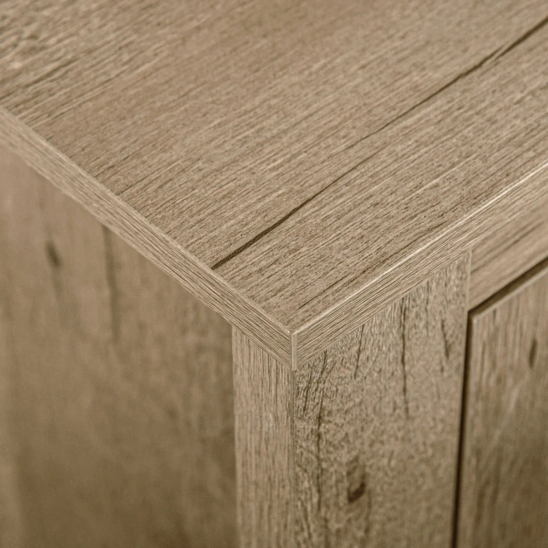 HOMCOM Ensemble de table basse et buffet de cuisine style rural chic multi-rangement - en Bois Aspect chêne