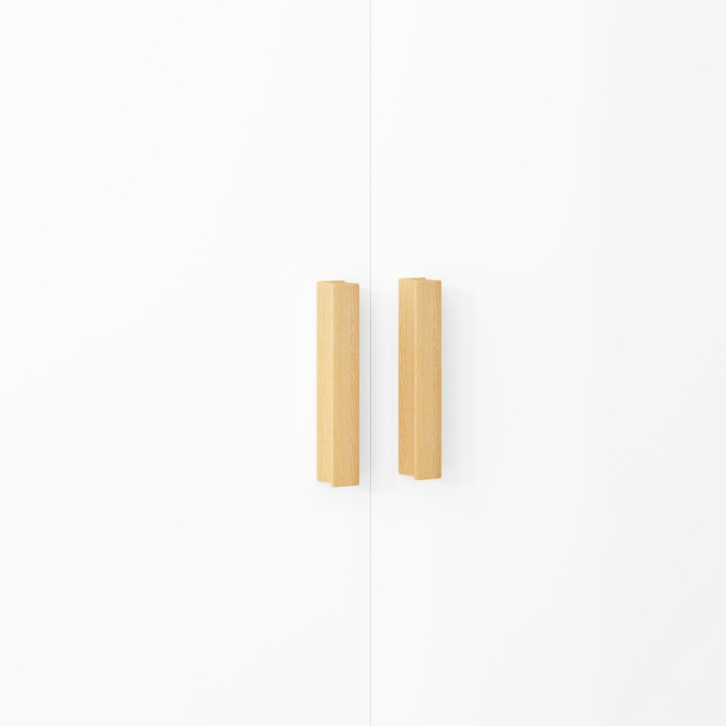 HOMCOM Buffet meuble de rangement avec poignées en bambou étagère ajustable base surélevée 76 x 41,2 x 74 cm blanc bois naturel