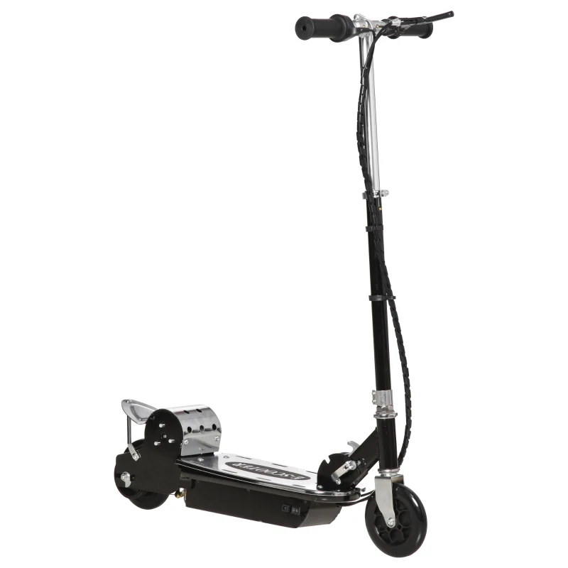 HOMCOM Monopattino Pieghevole per Bambini 7-12 Anni da 120W con Freno e Cavalletto, 75x37x98 cm, Nero