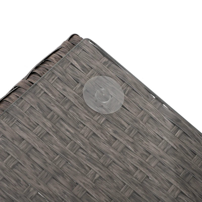 Outsunny Conjunto Muebles Ratán de Jardín Exterior 5 Pcs Sillón Mesa de Café y Taburete Reposapiés Cojín Incluido Marco Acero Color Gris