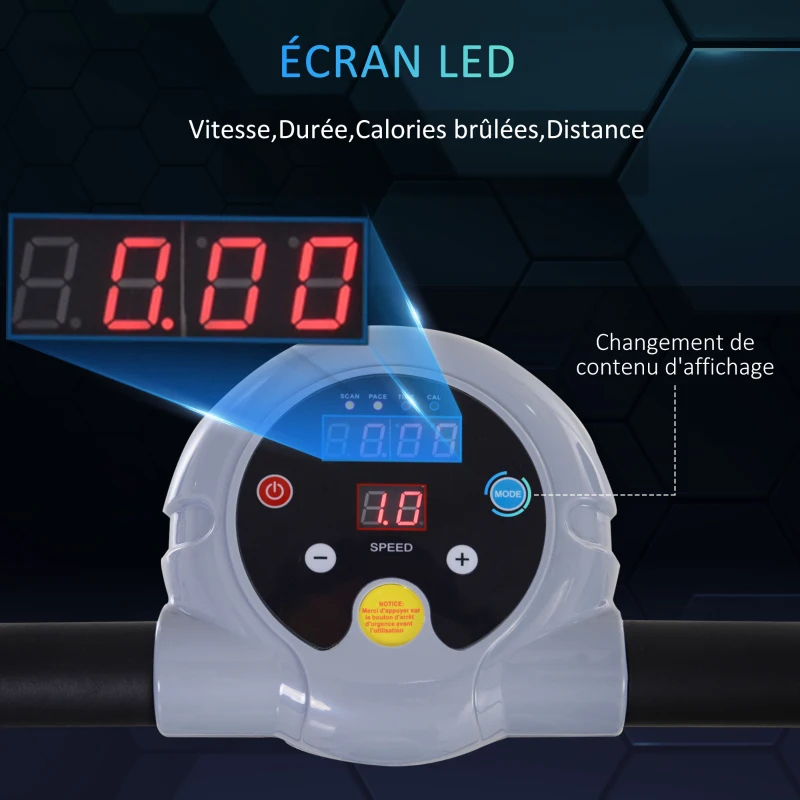 HOMCOM Tapis de Course Electrique Pliable tapis de marche électrique tapis de Fitness motorisé‎ 6 km/h idéal pour maison/bureau gris noir