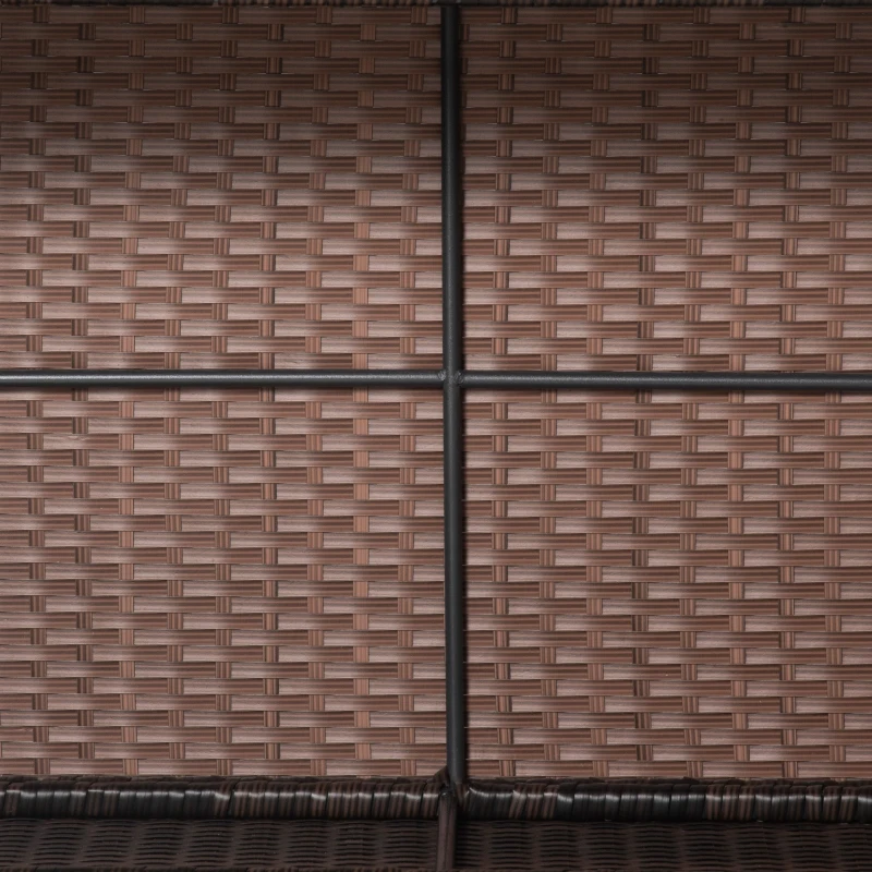 Outsunny Tavolino da Giardino in Vetro Temperato 5mm Rettangolare Esterno Rattan 85 x 50 x 39 cm Marrone