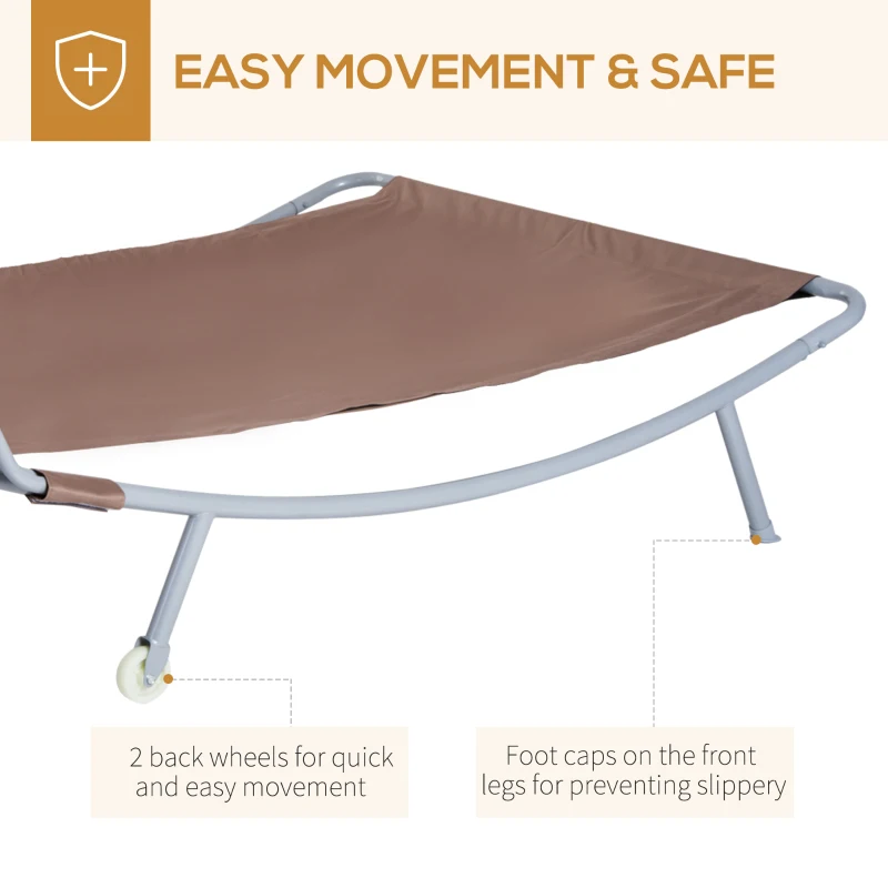 Outsunny Double Hammock Sun Lounger Bed Canopy Shelter Wheels 2 Pillows Patio Brown