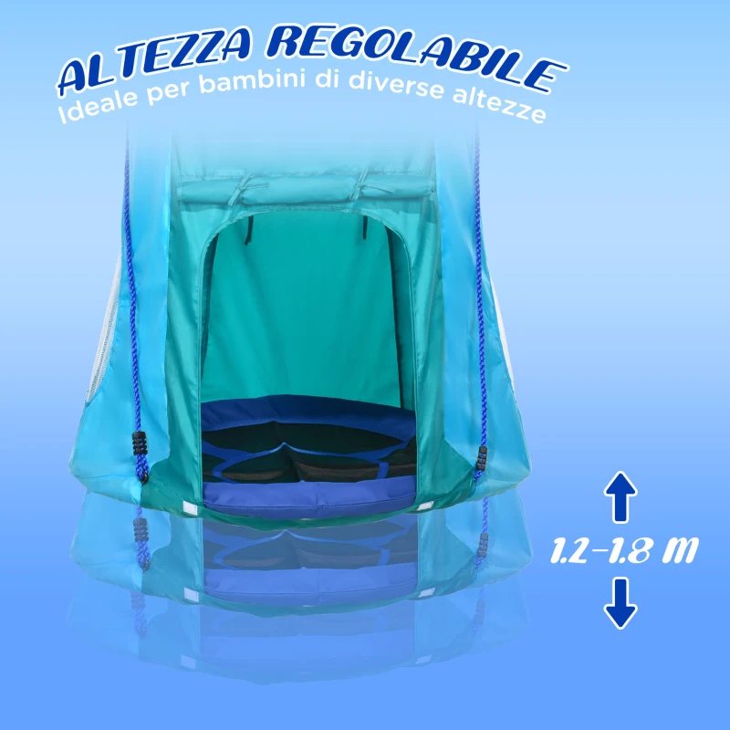 Outsunny Altalena da Giardino con Tenda per Bambini da 3-8 Anni, Ø100cm e Corde Regolabili, Blu