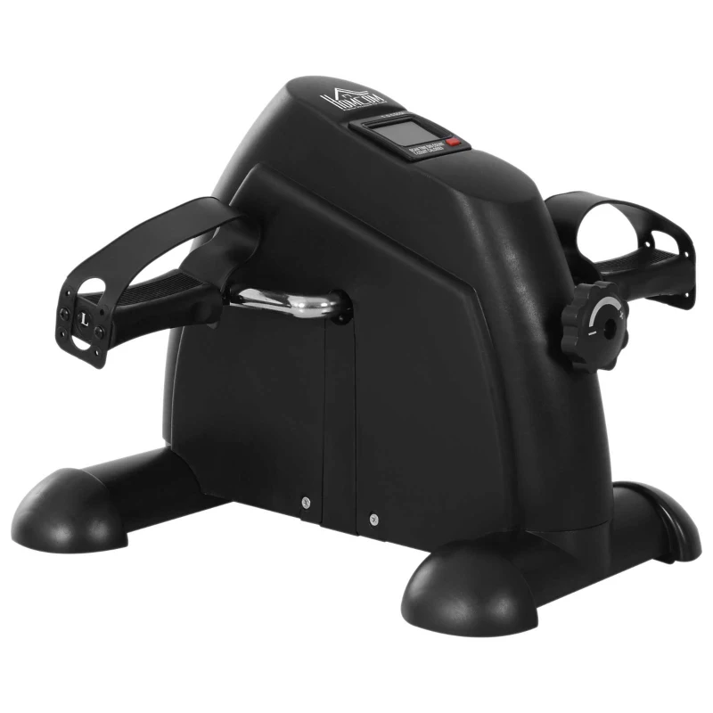 HOMCOM Mini Exercise Bike, Portable Pedal Exerciser, Under Desk Bike with LCD Display for Legs and Arms Training, Black