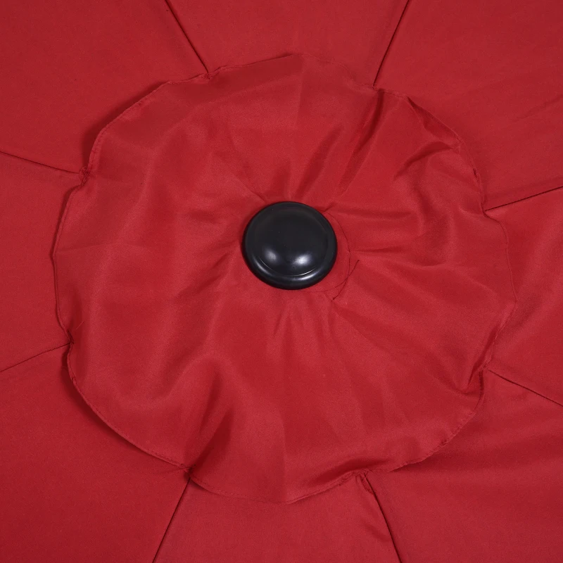 Outsunny Parasol de jardin Parasol droit Parasol inclinable aluminium fibre de verre polyester diamètre 2,65 m coloris rouge