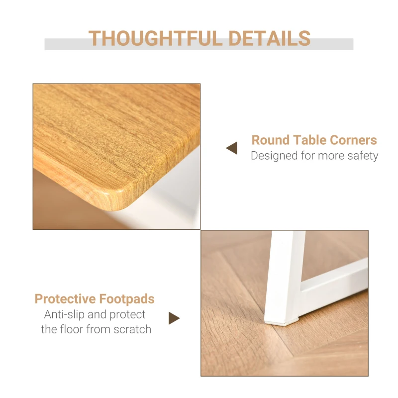 HOMCOM Home Office Computer Desk with 3-Tier Storage Shelves Study Writing Table Workstation for Small Space Natural