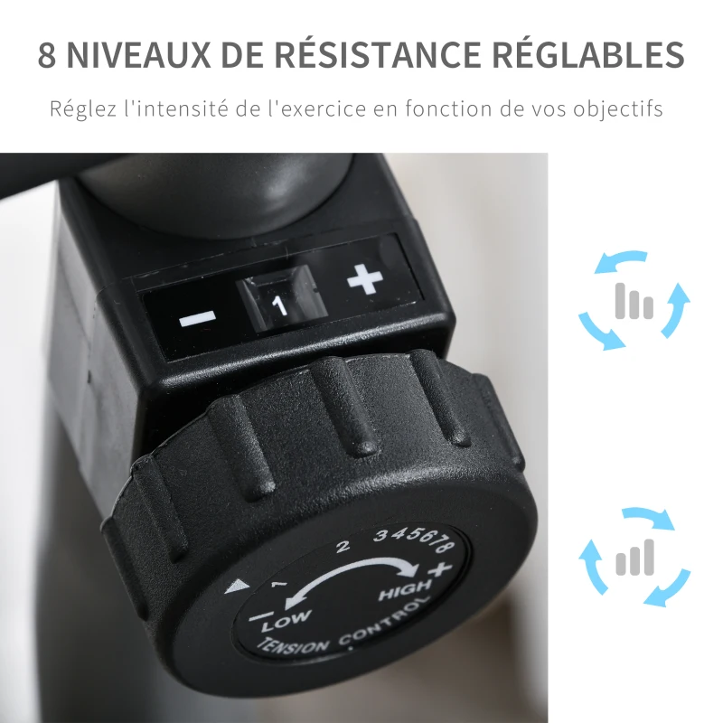 HOMCOM Vélo d'appartement semi-allongé vélo couché magnétique écran LCD multifonction siège réglable 8 niveaux de résistance(m-8)