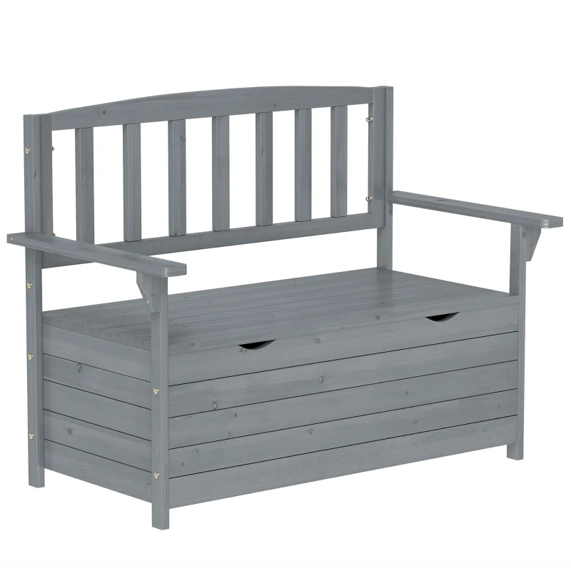 Outsunny Two-Seater Garden Storage Bench - Grey