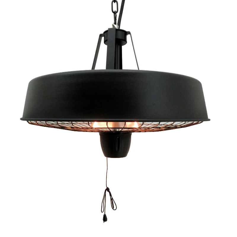 Outsunny Adjustable Power 1000/2500W Infrared Halogen Electric Patio Light Heater, Ceiling Hanging Mount -Black