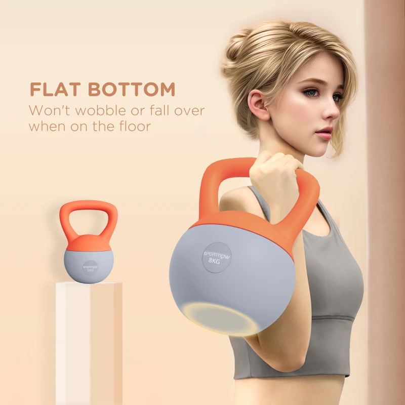 SPORTNOW 8KG Soft Kettlebell, Kettlebell with Non-Slip Handle for Home Gym, Weight Lifting, Strength Training, Orange/Grey