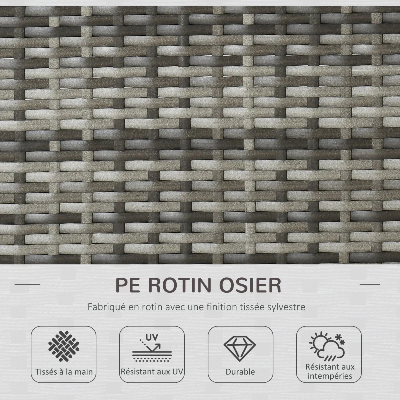 Outsunny Ensemble salon de jardin 7 pièces modulables table basse plateau verre trempé coussins déhoussables inclus gris