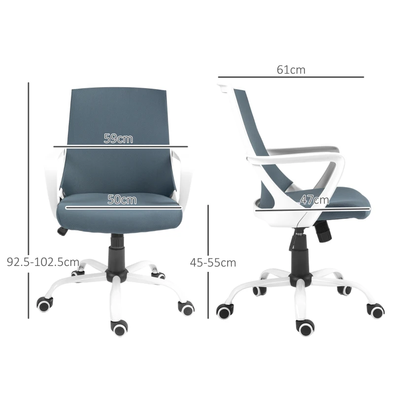 HOMCOM Sedia da Ufficio Ergonomica con Altezza Regolabile, Funzione Dondolo e Tessuto a Rete, Grigio