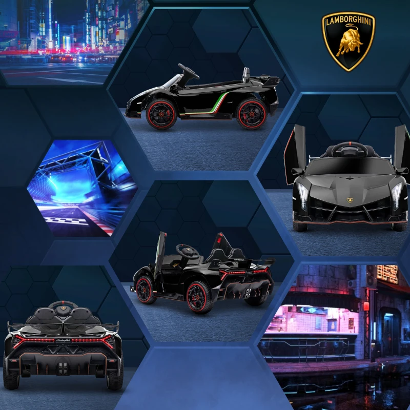 HOMCOM Voiture électrique licence Lamborghini Veneno 12V pour enfants avec portes papillon télécommande musique noir
