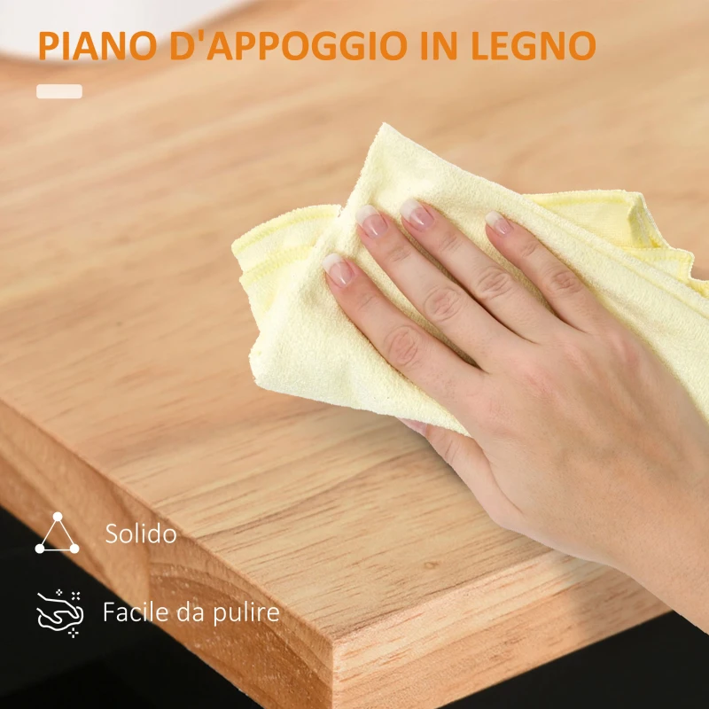 HOMCOM Carrello da Cucina con Cassetto e Armadietto 2 Ante, Ruote e Barra Laterale, 83x45x91.5cm, Nero