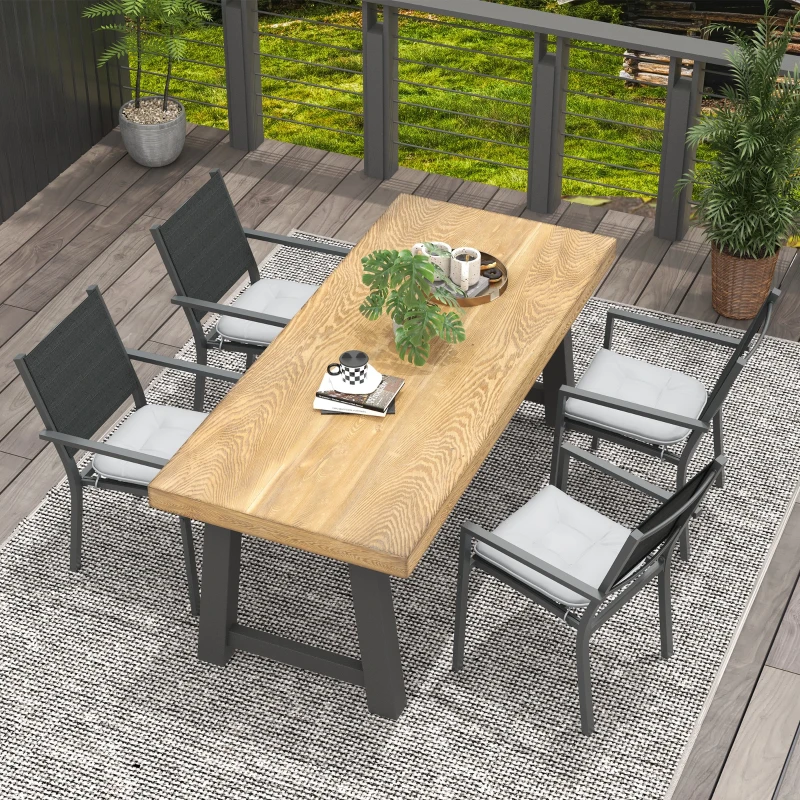 Outsunny Lot de 4 Coussins de chaise de jardin capitonné Rembourrage 4 cm Tissu Polyester dim. 43L x 41l cm Gris clair